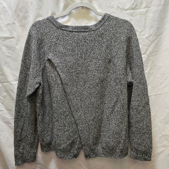 Madewell black white speckled heathered crossover back crewneck sweater XL - Picture 8 of 12